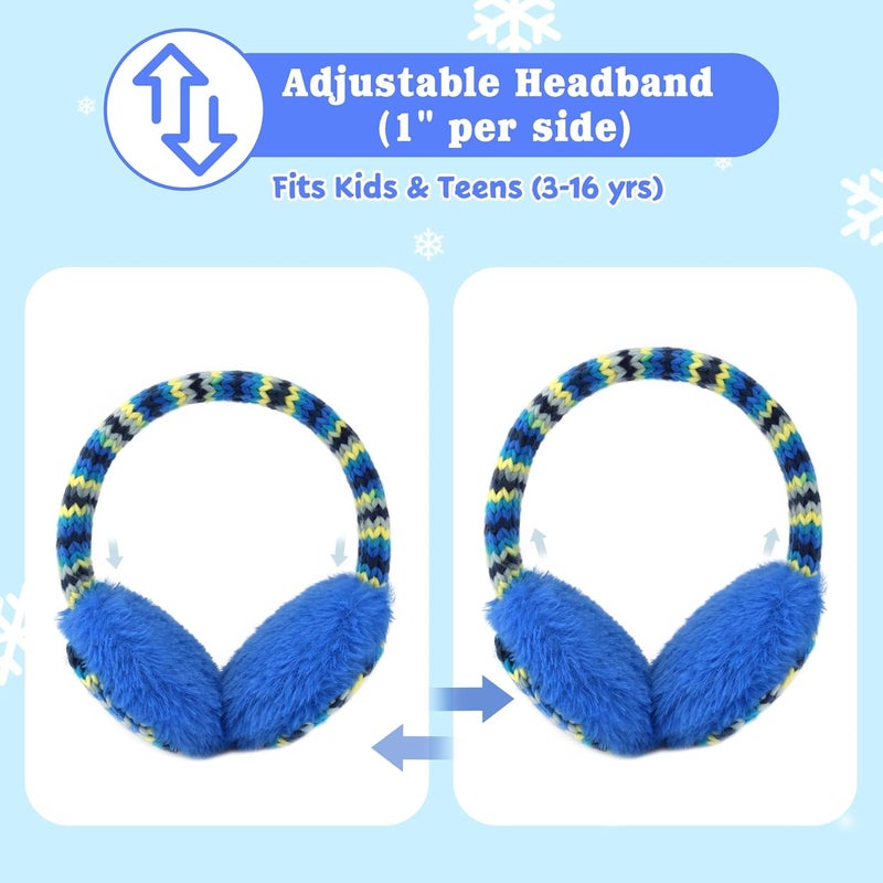 SEDUXI Kids Winter Ear Muffs with Gloves Set - Plush Knit Earmuffs & Mittens, Adjustable Soft Ear Warmers for Boys Girls 3-16 Years - Image 3